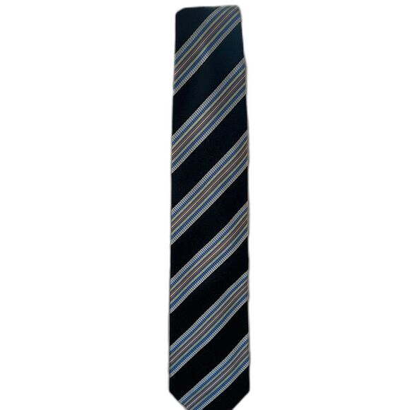 Polifroni Milano Silk Tie Men's Colors Blue Black Multi 100% Italian - Picture 2 of 11